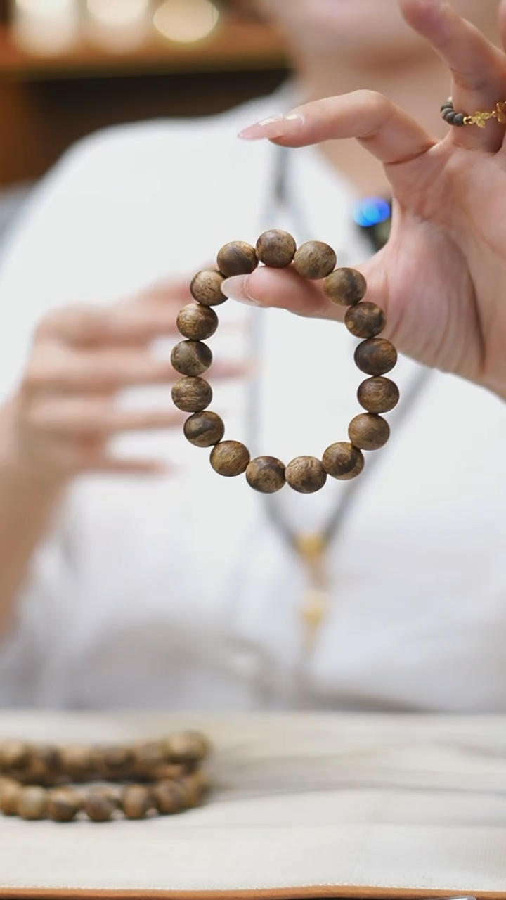 手串沉香12mm国香沉香圆珠单圈11g+多样性发一