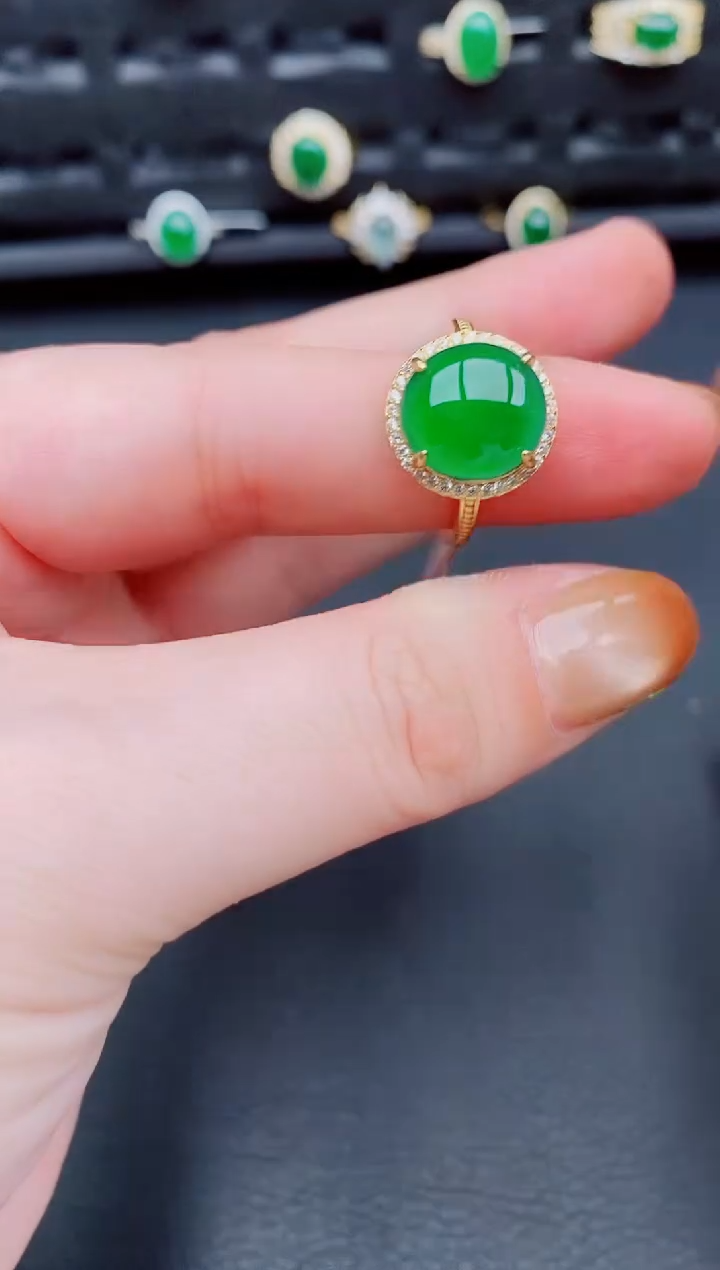 【闪购商品】翡翠戒指银S925镶嵌天然a货翡翠340