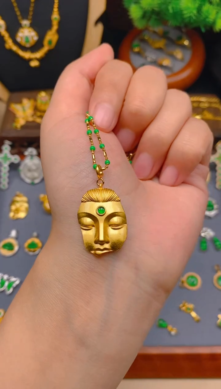 翡翠银S925镶嵌吊坠(不含链)佛面