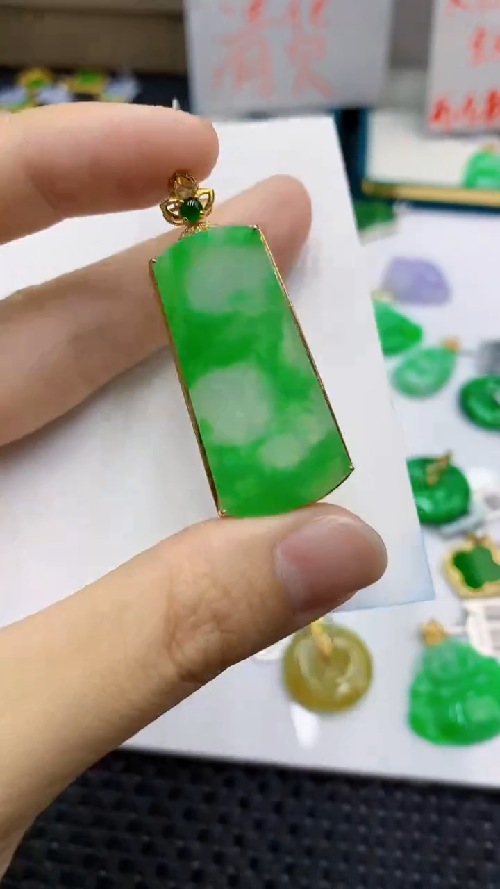 翡翠18K金镶嵌颈饰             1