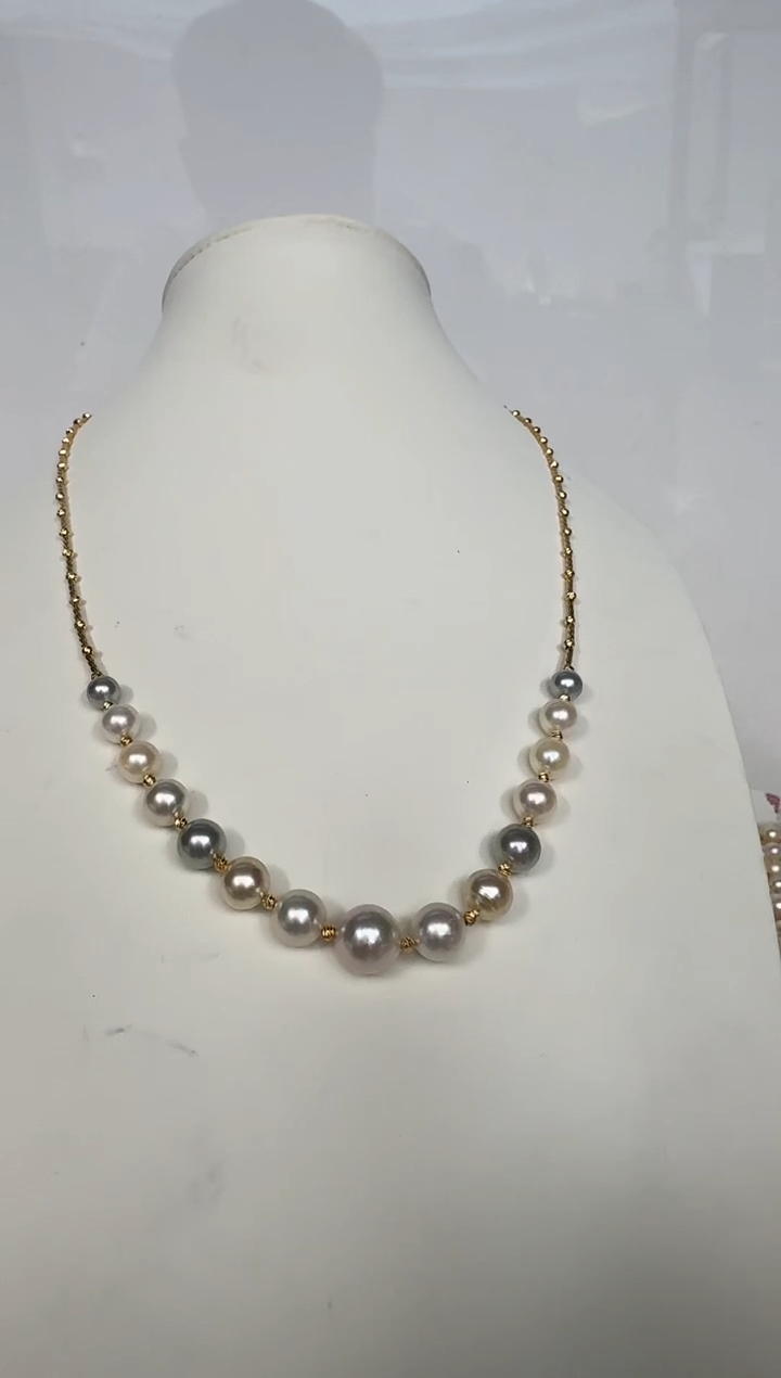 颈饰银S925镶嵌海水珍珠项链