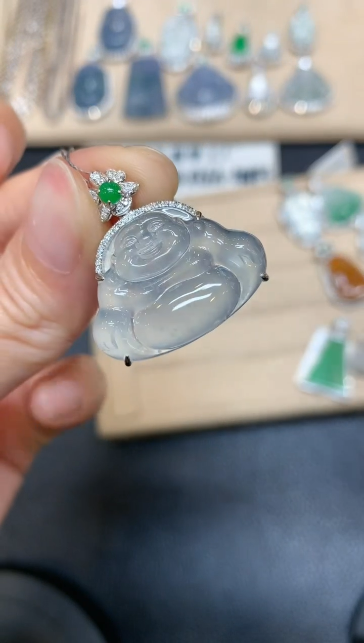 【闪购商品】翡翠吊坠(不含链)18K金镶嵌佛公【无服务费