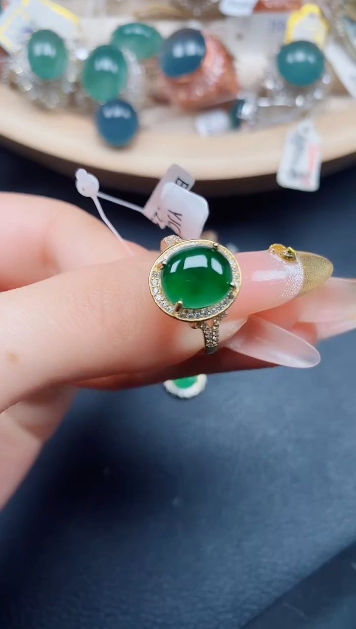 【闪购商品】翡翠戒指银S925镶嵌翡翠