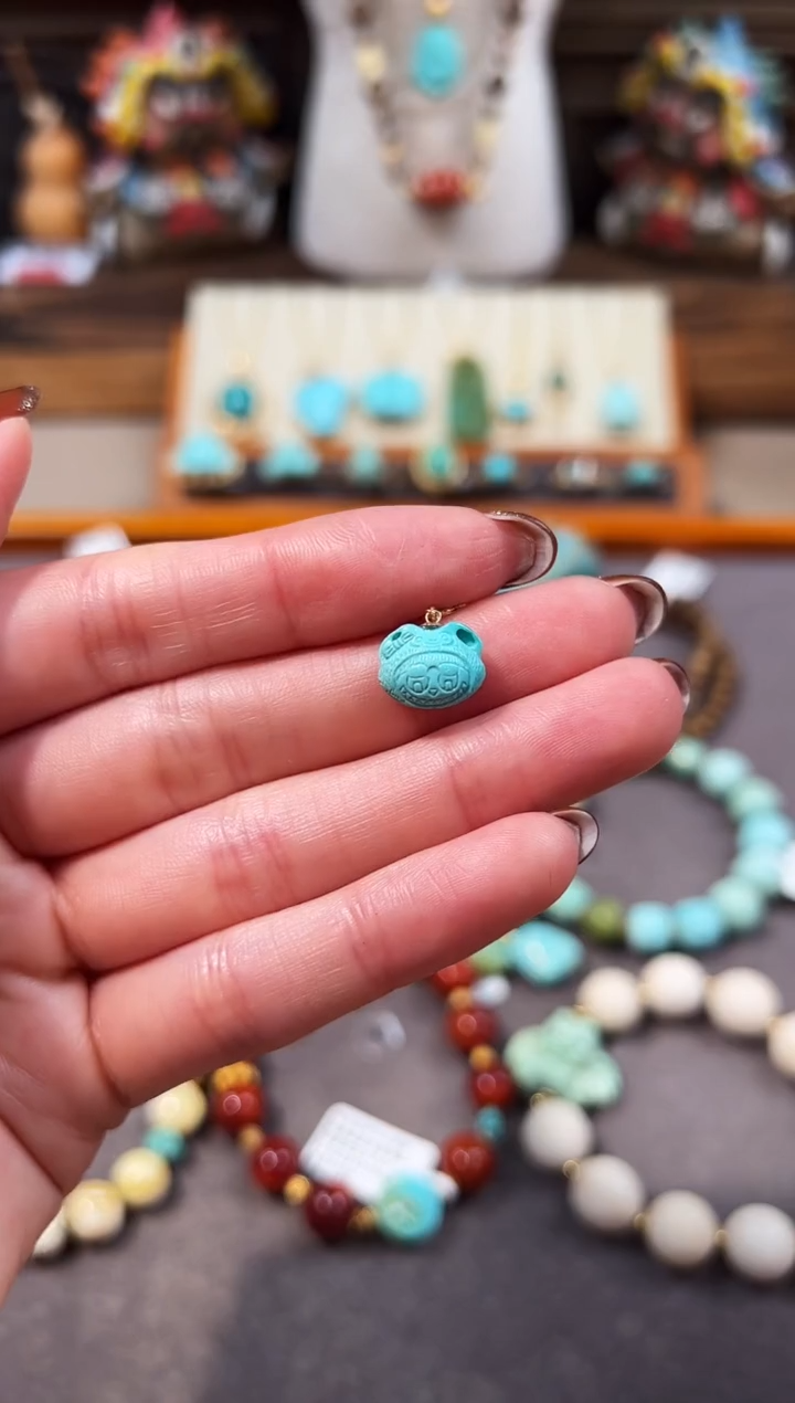 18K金镶嵌绿松石提溜绿松石提溜