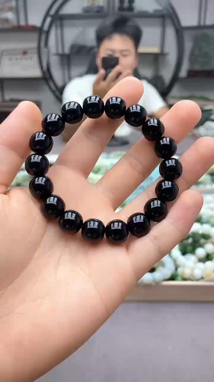 手串未镶嵌和田玉黑青籽12老型