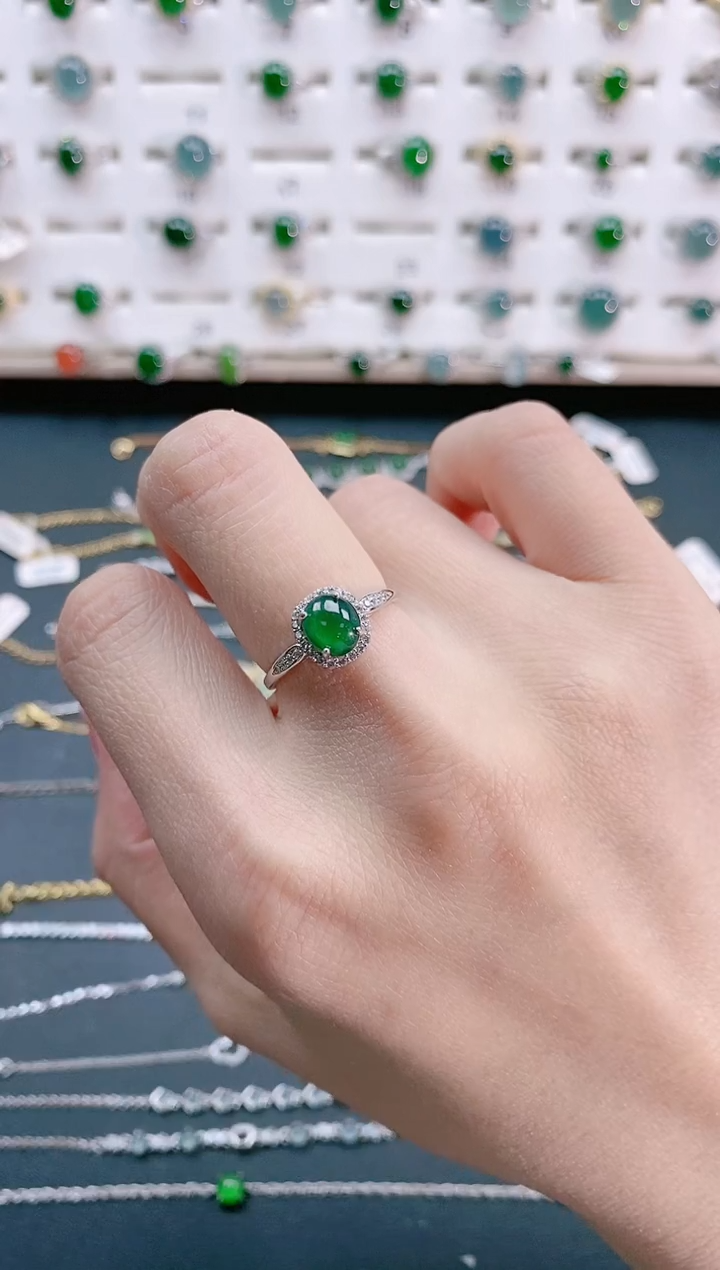 【闪购商品】翡翠戒指银S925镶嵌天然翡翠