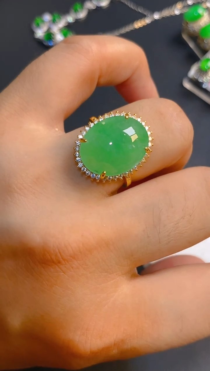 翡翠银S925镶嵌耳饰天然