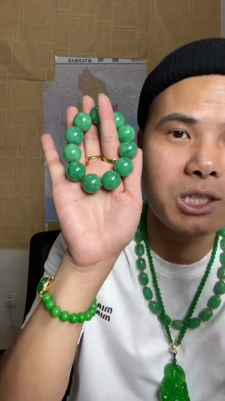 未镶嵌手串翡翠【小伍珠宝】高端飘花20m手串