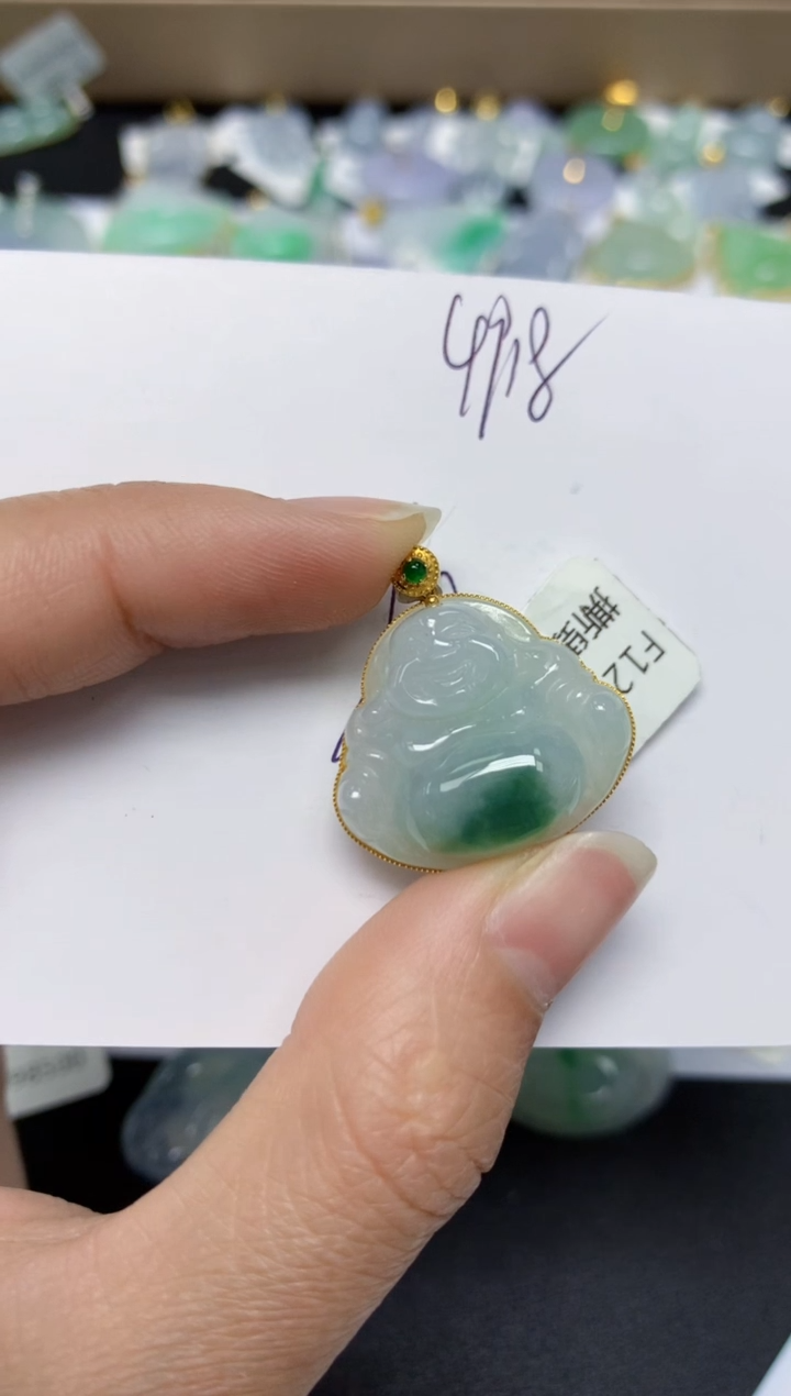 【闪购商品】翡翠颈饰18K金镶嵌 天然翡翠A货