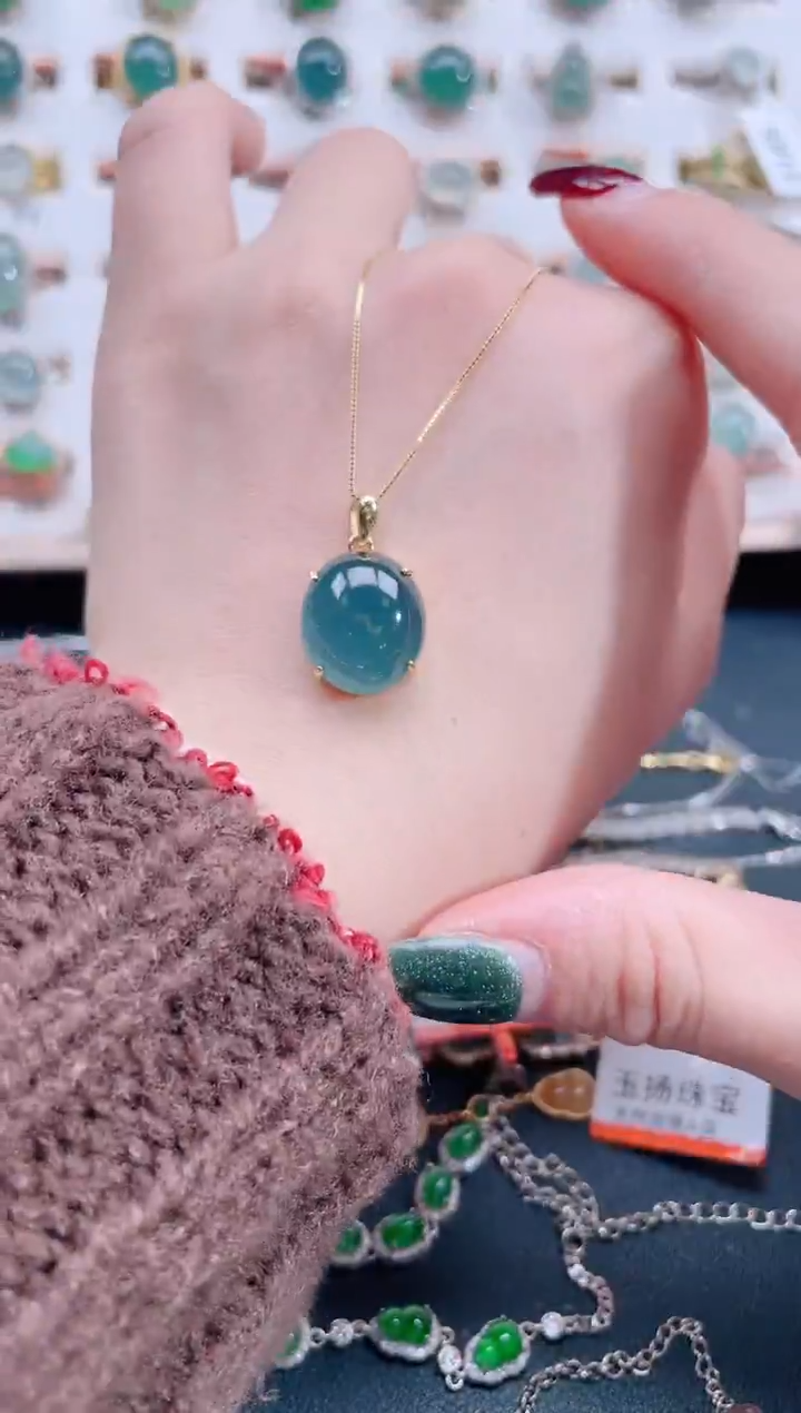 颈饰银S925镶嵌翡翠天然翡翠