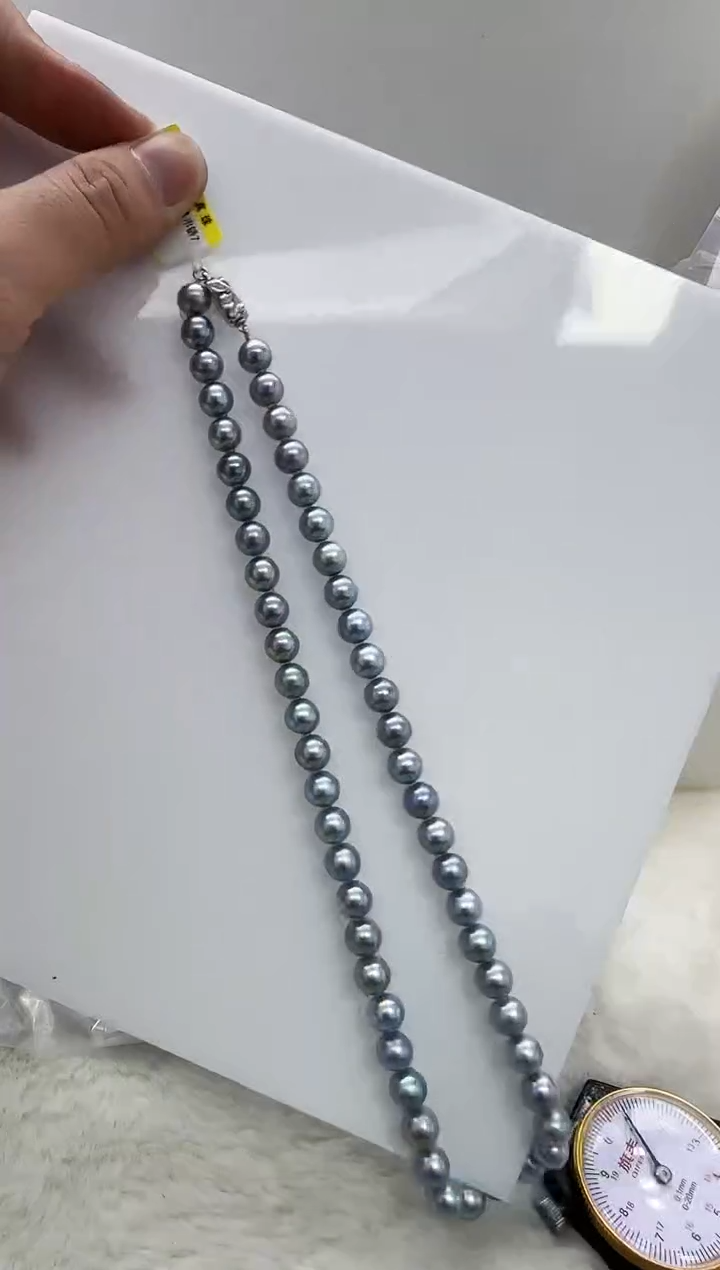 【闪购商品】海水珍珠DA银S925镶嵌t826 灰珠串7