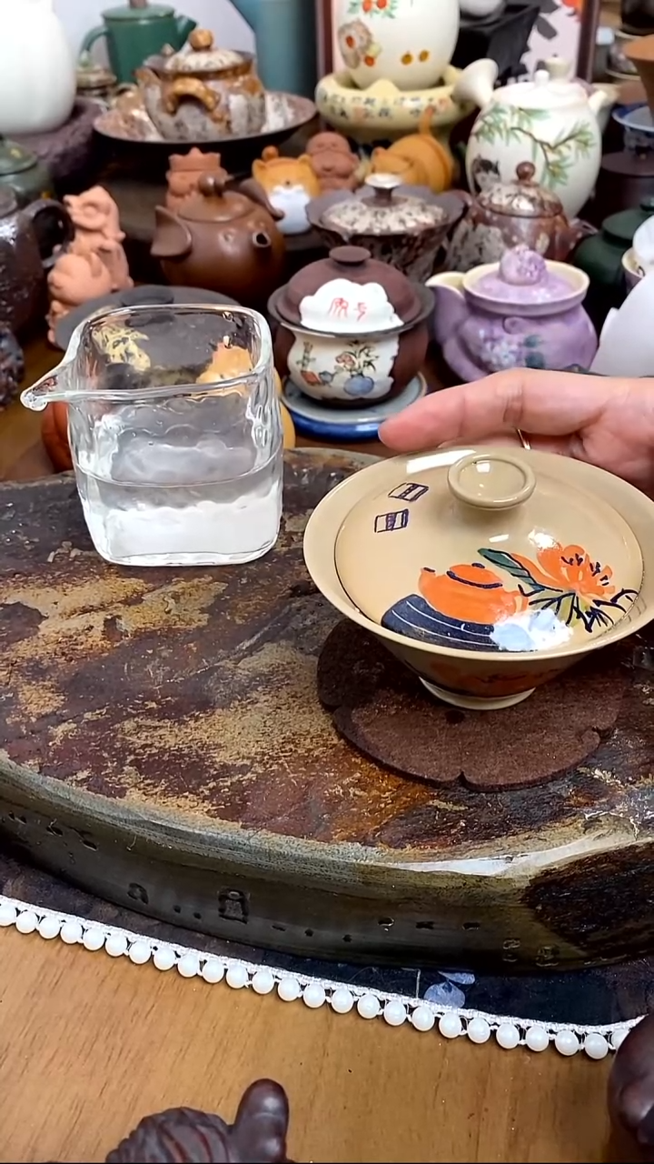 【茶瓷物语】手绘斗笠盖碗