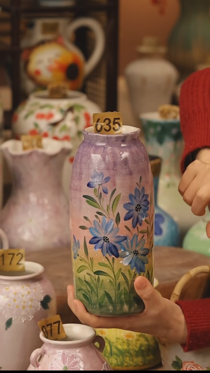 陶瓷景德镇设计师手作花器摆件侘寂风@M635@