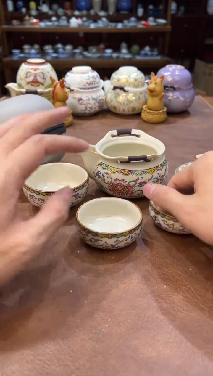 真的很便宜超好看会开片的旅行茶具
