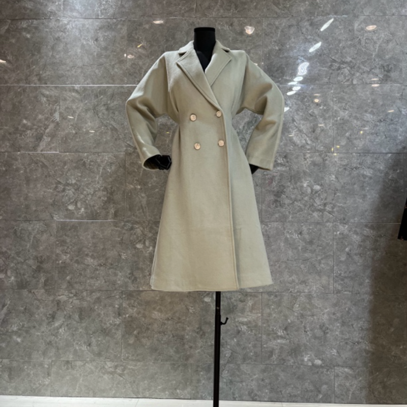 22169-G-2-4-1     新款时尚高级感双排扣长款大衣秋冬季毛呢外套