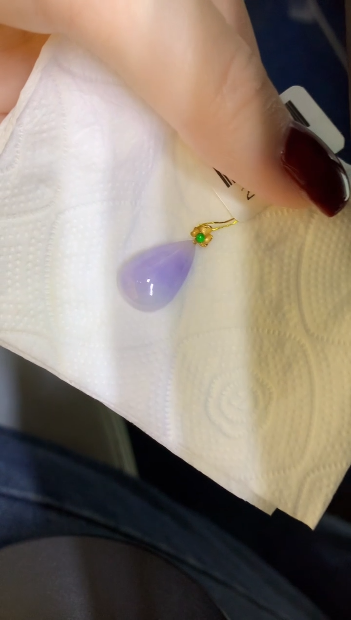 颈饰18K金镶嵌翡翠缅甸天然翡翠A货