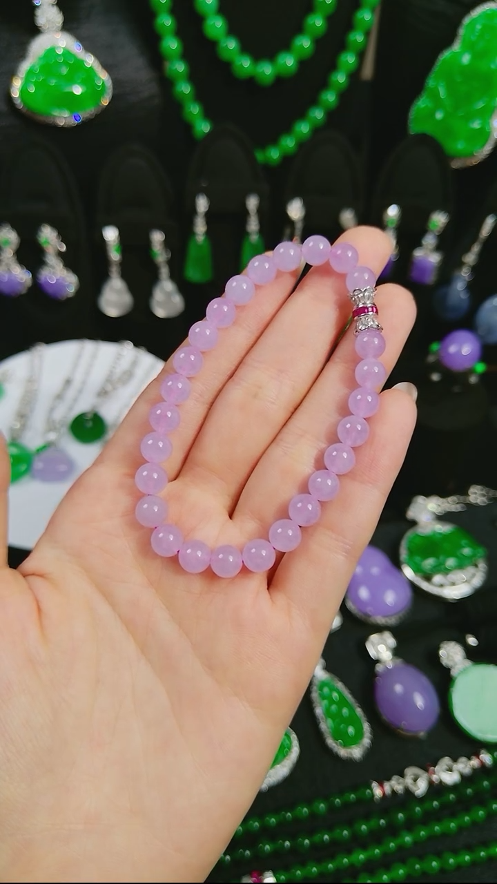 18K金镶嵌手串翡翠珠珠手串