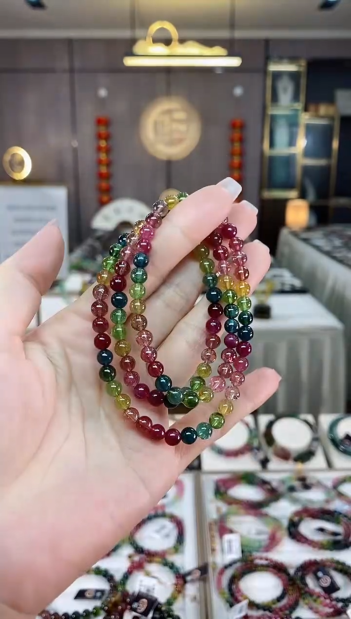 【闪购商品】碧玺三圈手串5mm+未镶嵌（多样性发一条）hon