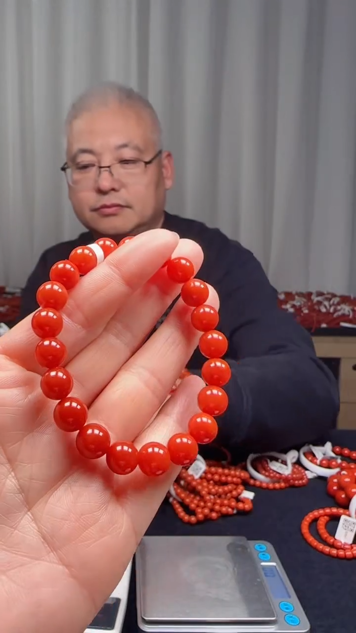 未镶嵌多样性发一件南红玛瑙【高货】锦红9mm保山圆珠单圈 