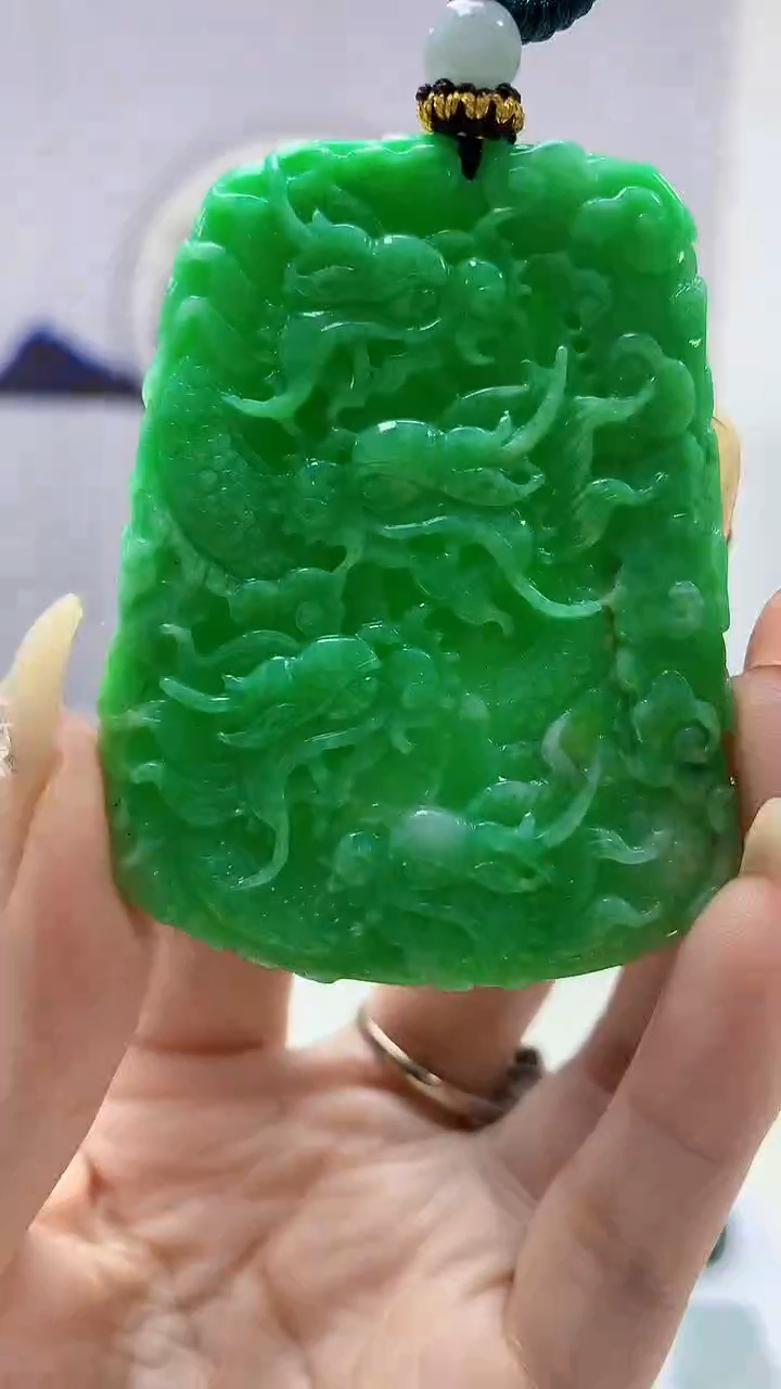 【闪购商品】定制翡翠未镶嵌4829DD-毛货挂件龙牌71