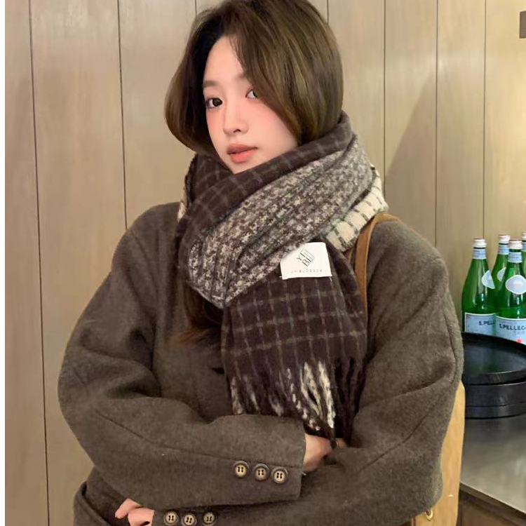 加厚多款格子围巾双面仿羊绒围巾女冬季时尚流苏保暖围巾女