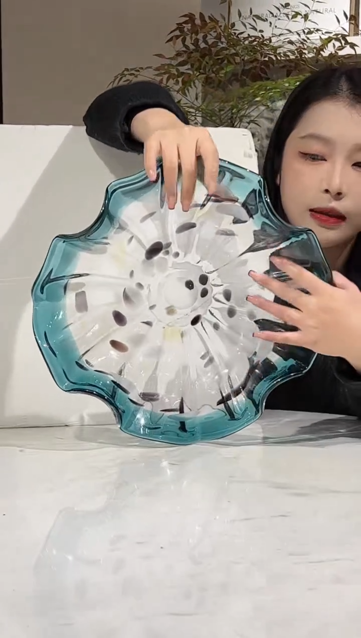 【闪购商品】琉璃蓝色荷叶小果盘