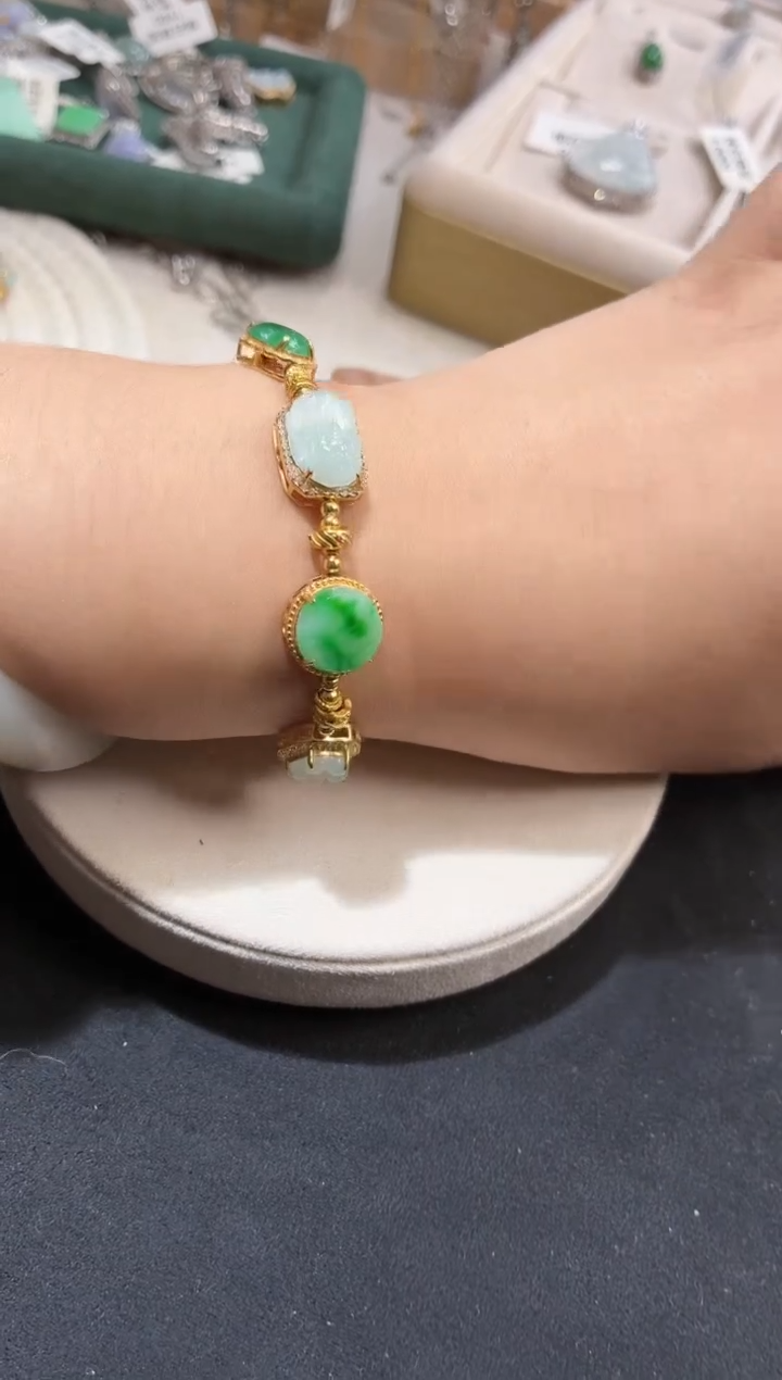 吊坠(不含链)银S925镶嵌翡翠手链