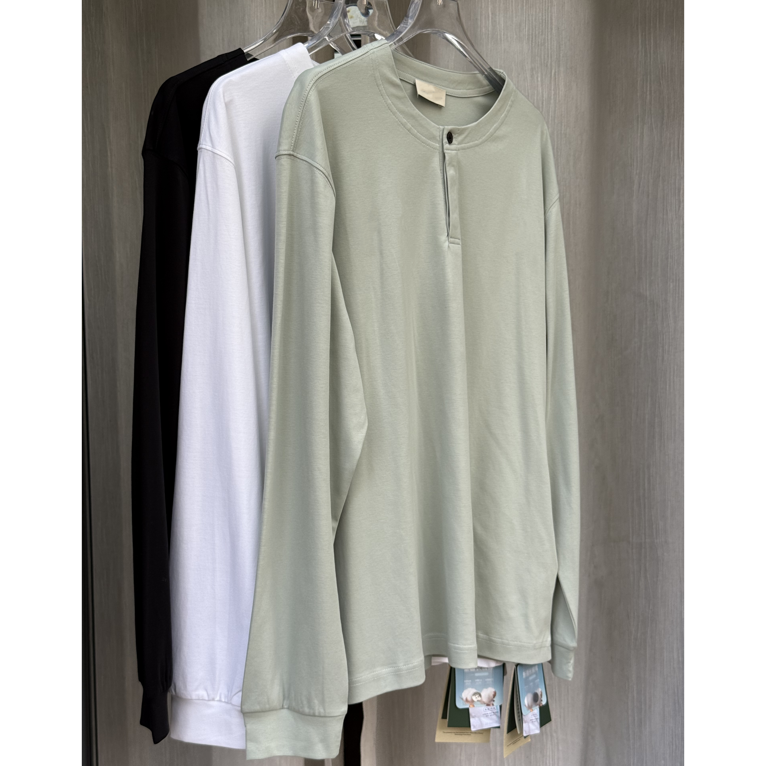 Uninhabitable Men‘s 液氮纯棉打底衫新疆长绒棉亨利领长袖T恤