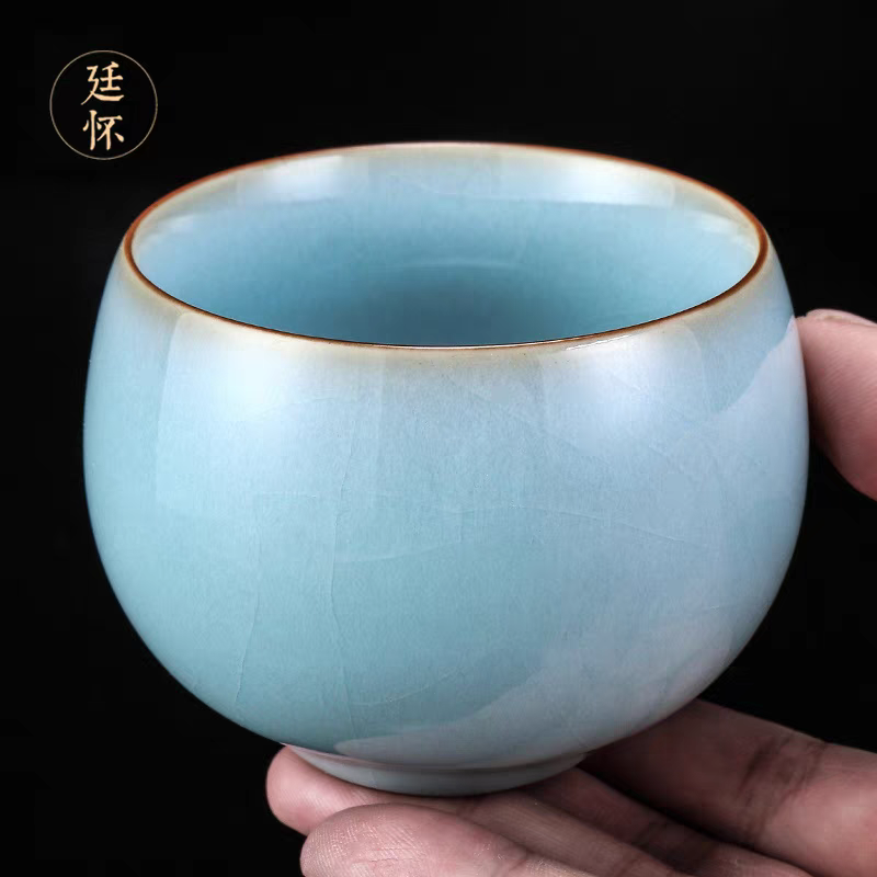 廷怀老师亲工手作圆融杯大号青瓷龙蛋杯家用高杯冰裂纹茶杯茶具
