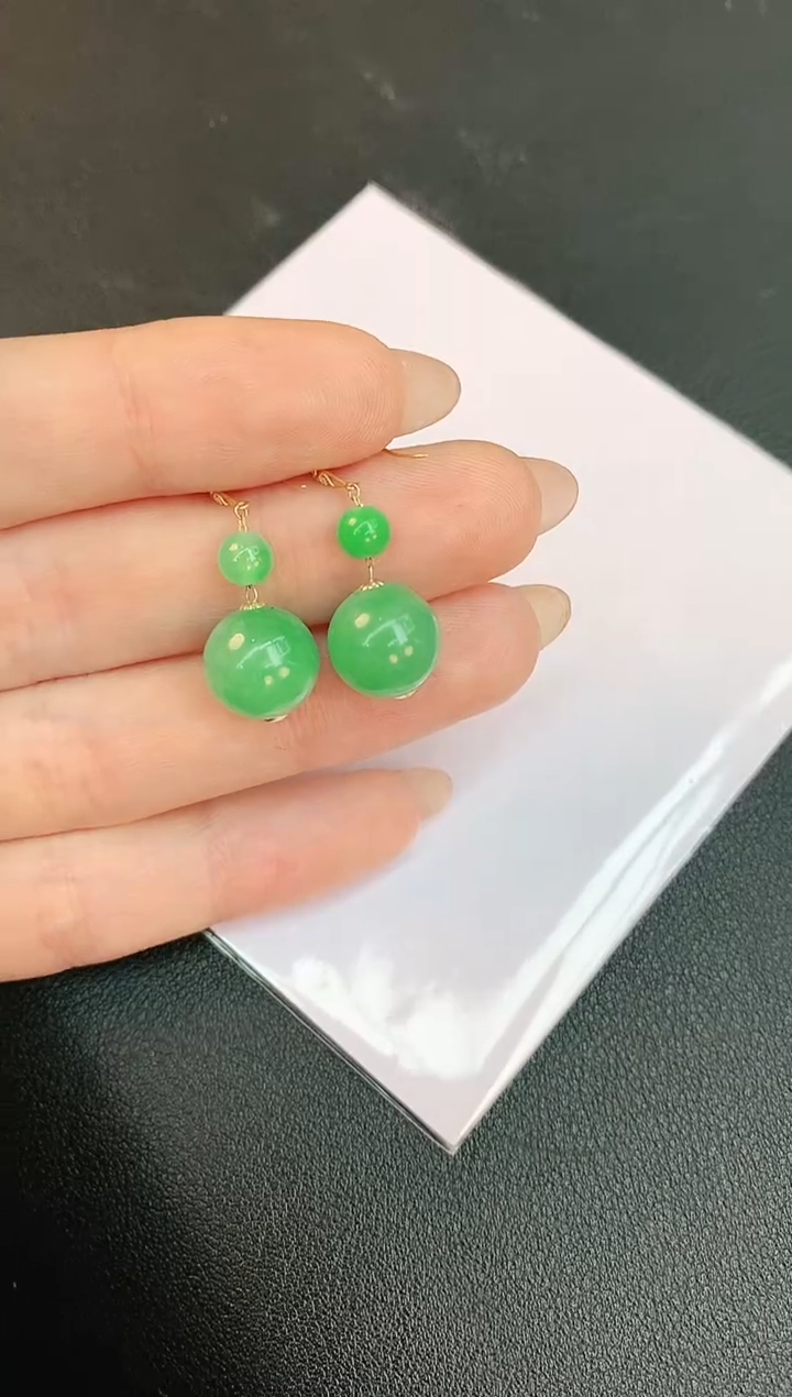 【闪购商品】翡翠耳饰18K金镶嵌赠礼盒证书 珍珍