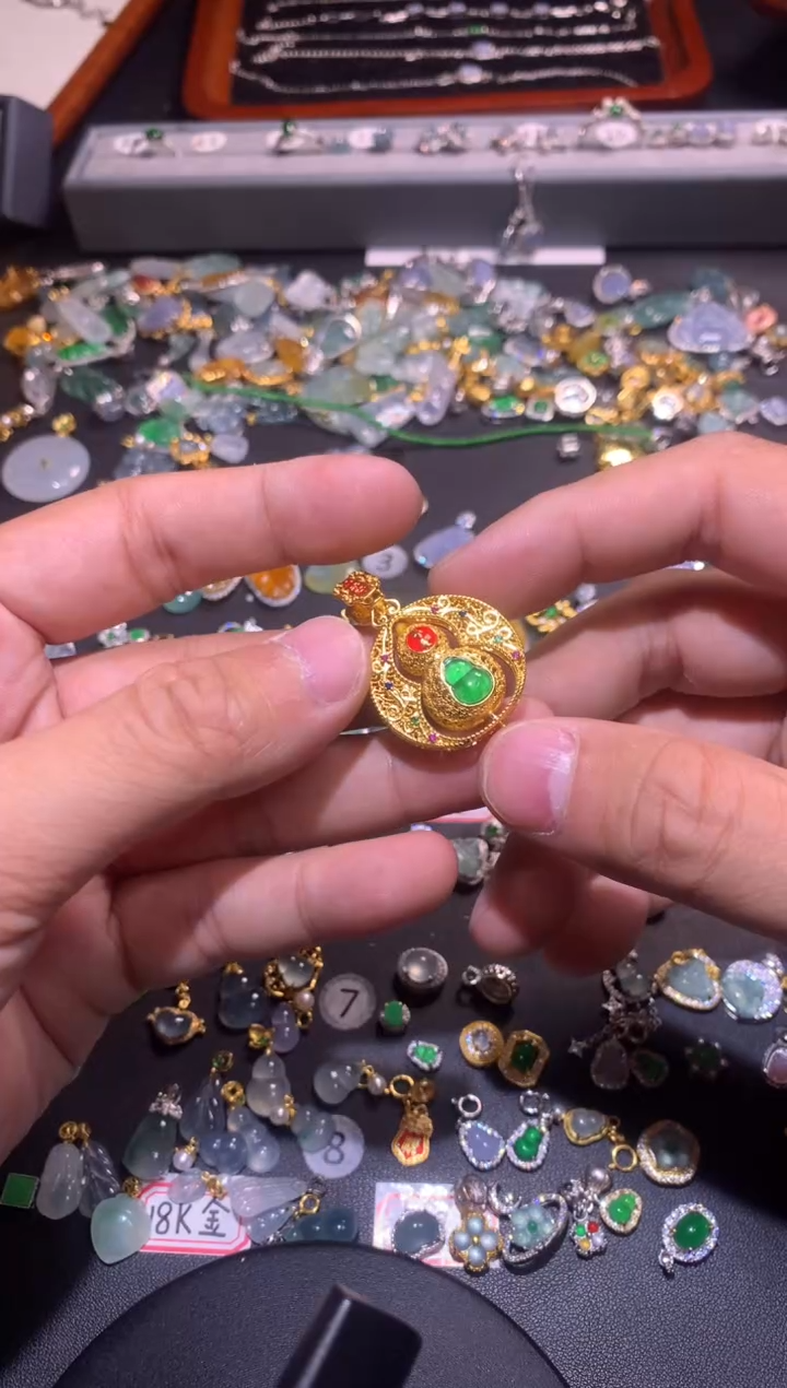 翡翠银S925镶嵌吊坠(不含链)1