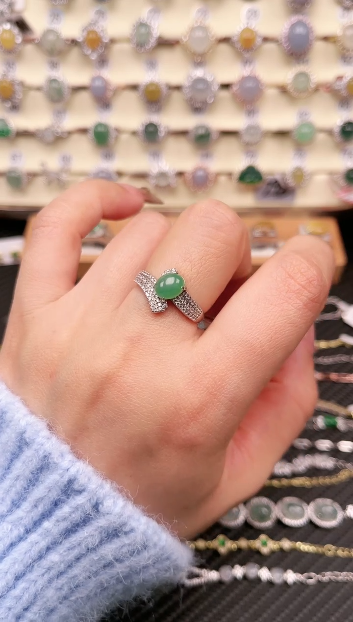 【闪购商品】翡翠戒指银S925镶嵌戒指12