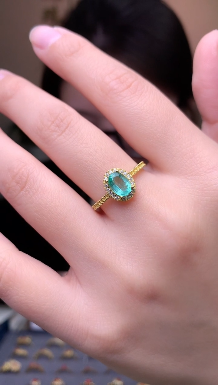 【闪购商品】祖母绿戒指银S925镶嵌戒指