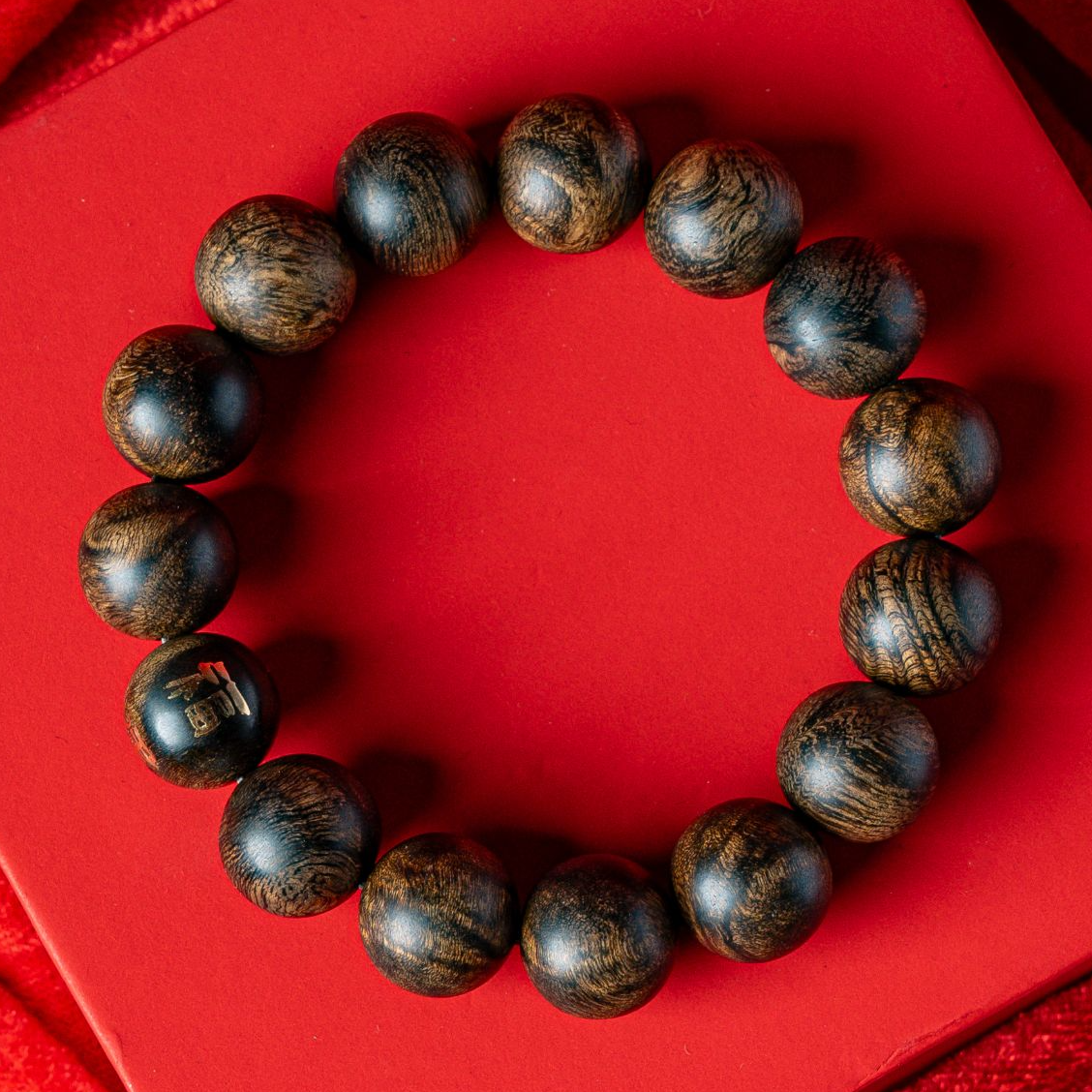 【金标款】越南芽庄白奇楠W年雷击瘤疤虎斑纹1.4单圈男女款沉香手串