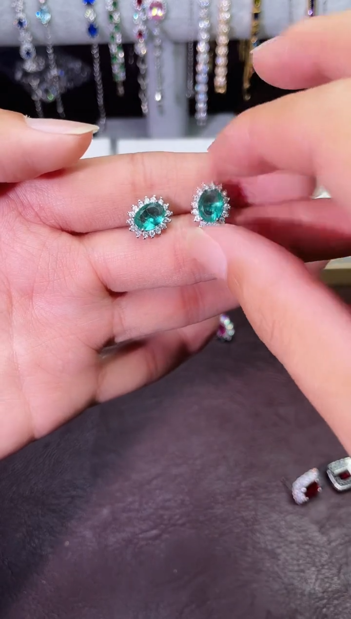 合金合成钻石帕拉伊巴耳钉