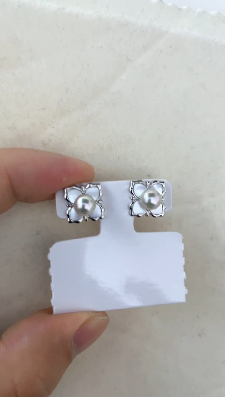 【闪购商品】海水珍珠耳饰银S925镶嵌耳钉