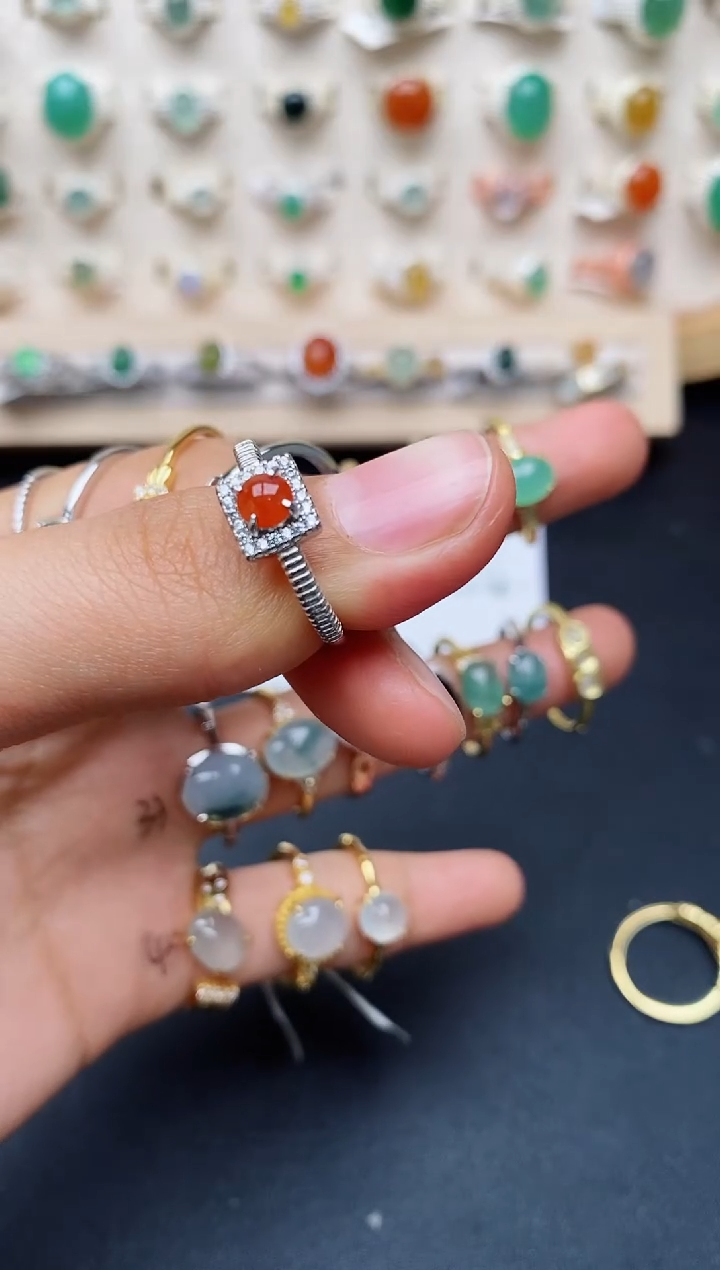 【闪购商品】翡翠戒指银S925镶嵌缅甸翡翠