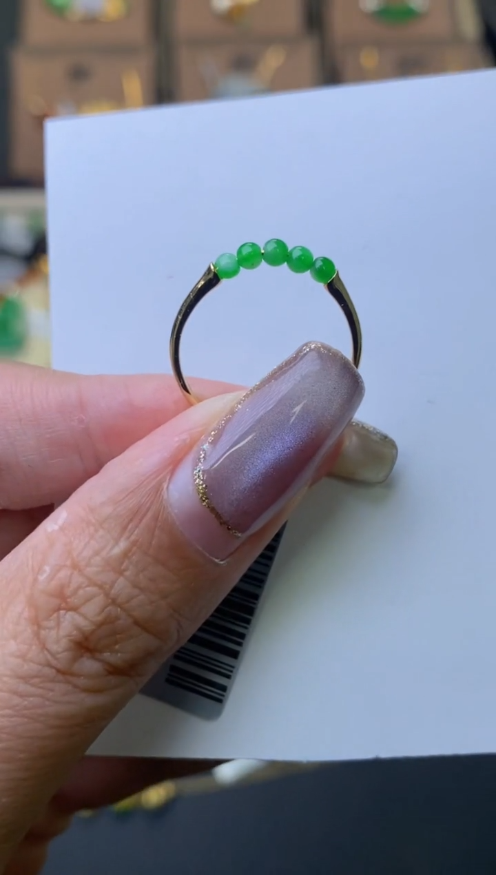 翡翠18K金镶嵌颈饰戒指14084