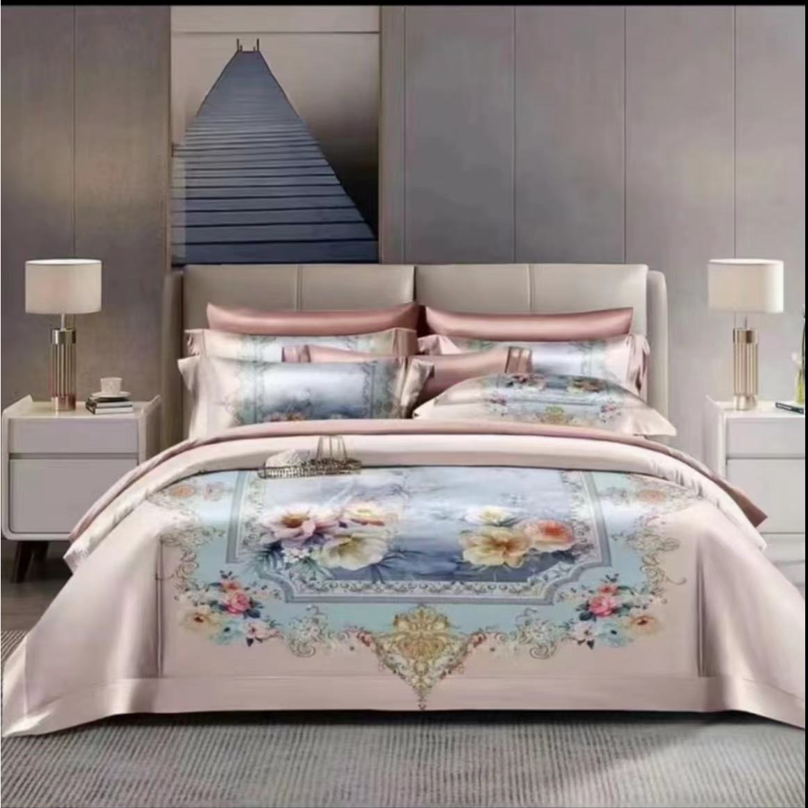 【美总专属】2025款秋冬轻奢宫廷风贡缎提花中式四件套 唐宫燕