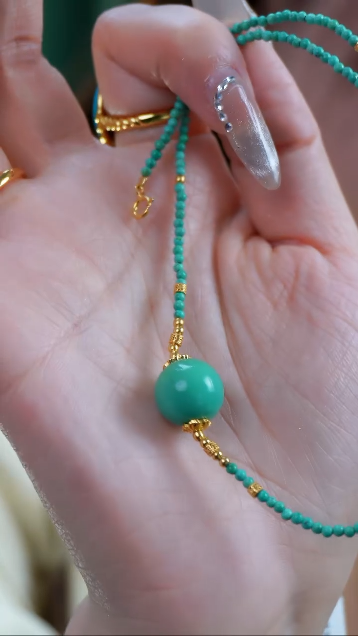 【闪购商品】绿松石项链银S925镶嵌发货一件