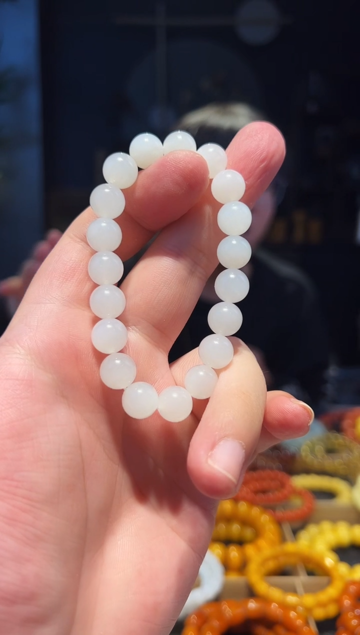 未镶嵌手串和田玉圆珠10+