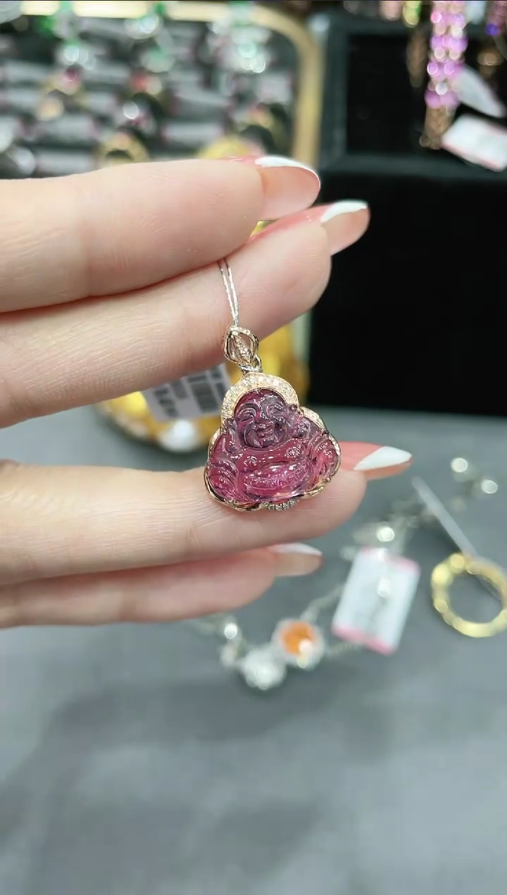 吊坠18K金镶嵌碧玺吊坠