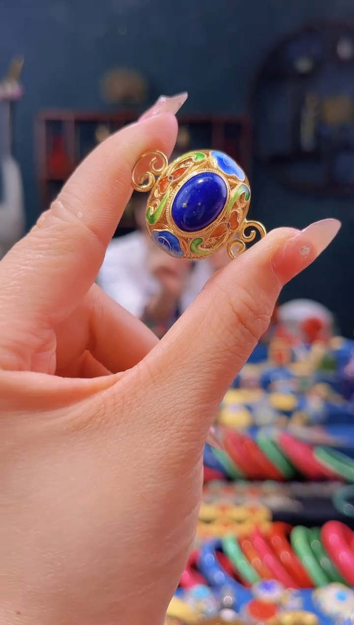 花丝镶嵌吊坠宝蓝色