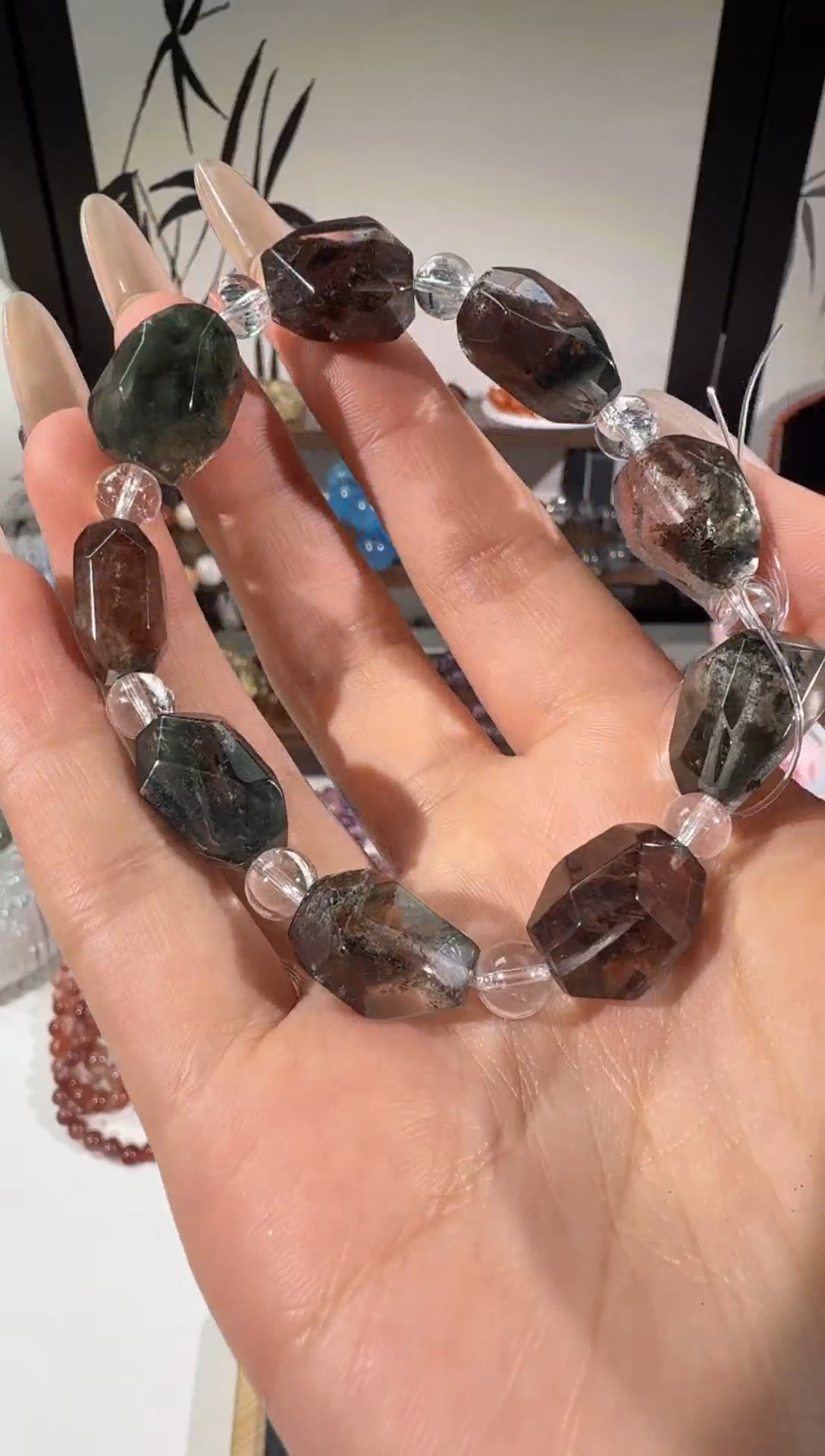 未镶嵌手串水晶异形绿幽灵和红幽灵手串