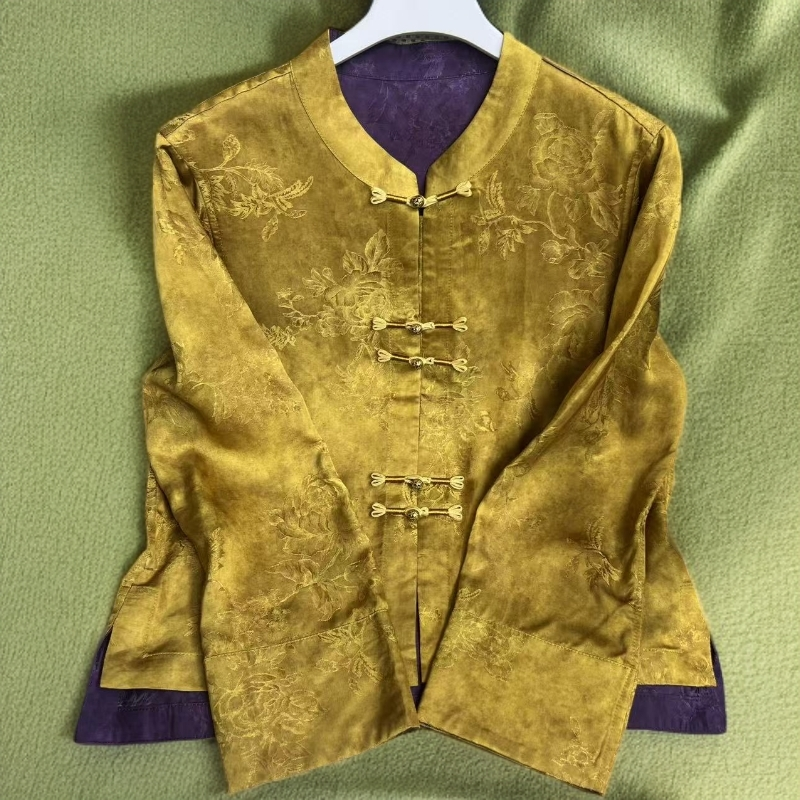 0056【金色年华】国风新中式秋季新款高级大气女式提花双面穿外套