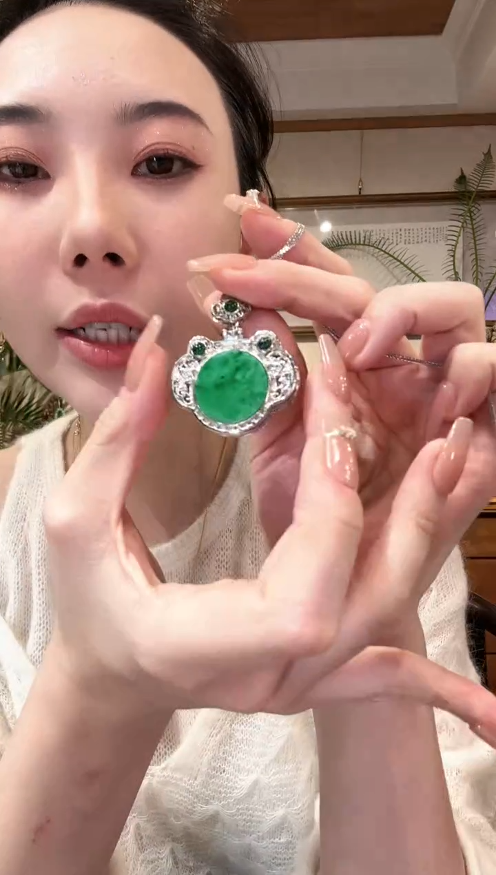 【闪购商品】翡翠颈饰银S925镶嵌国风