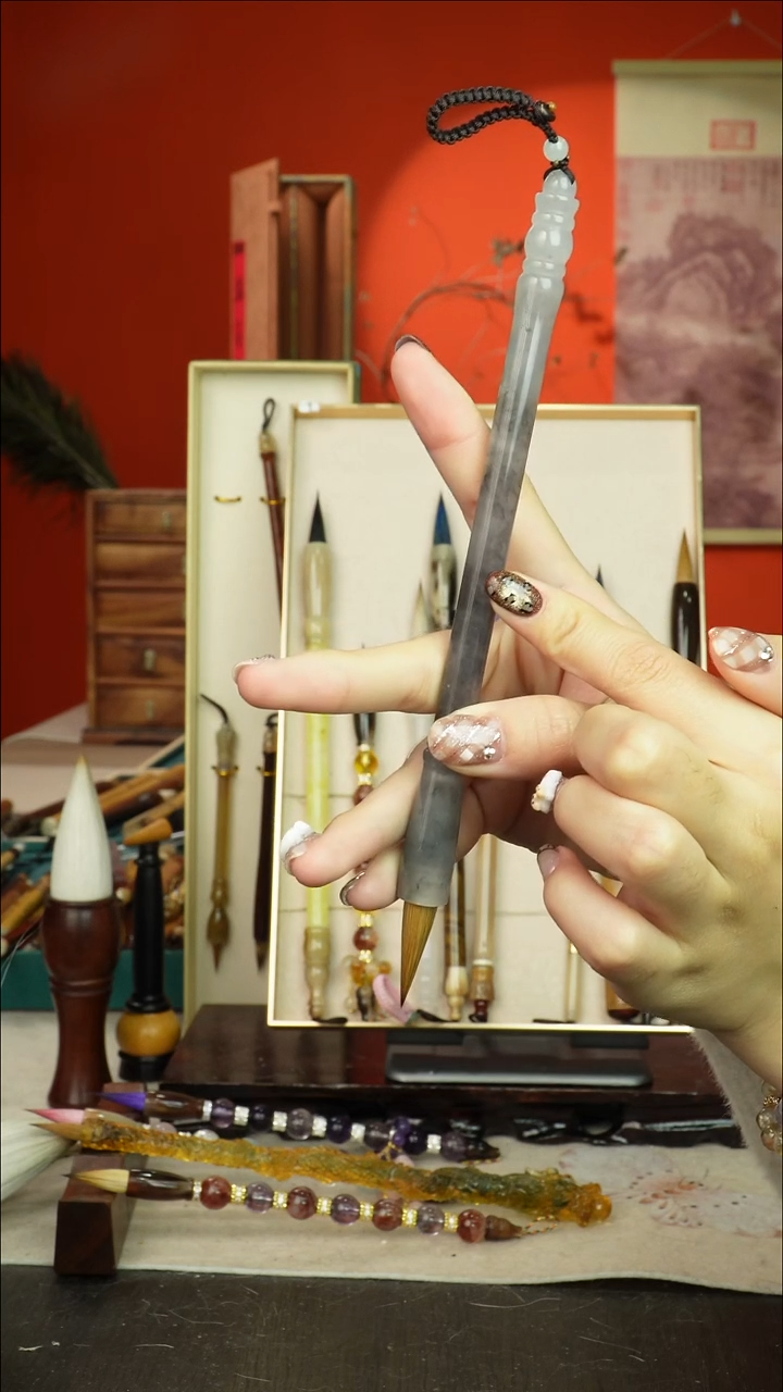 171号闪孤品高货毛笔链接 清水试笔 蘸墨不退