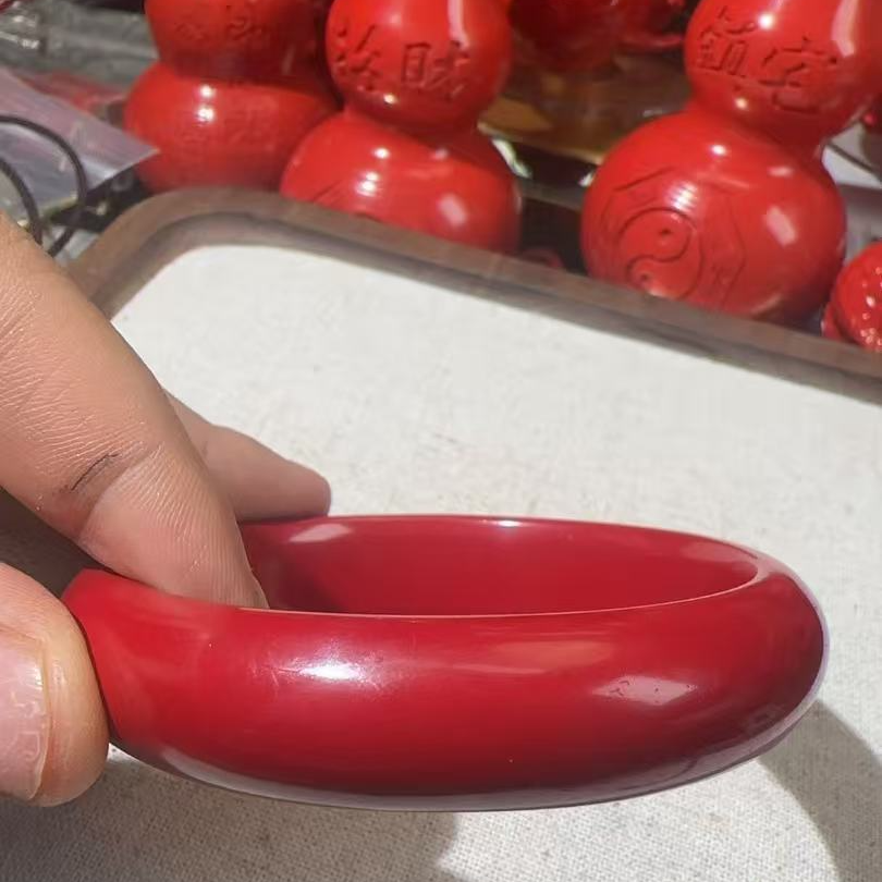含辰砂工艺品高品质红砂宽条手镯