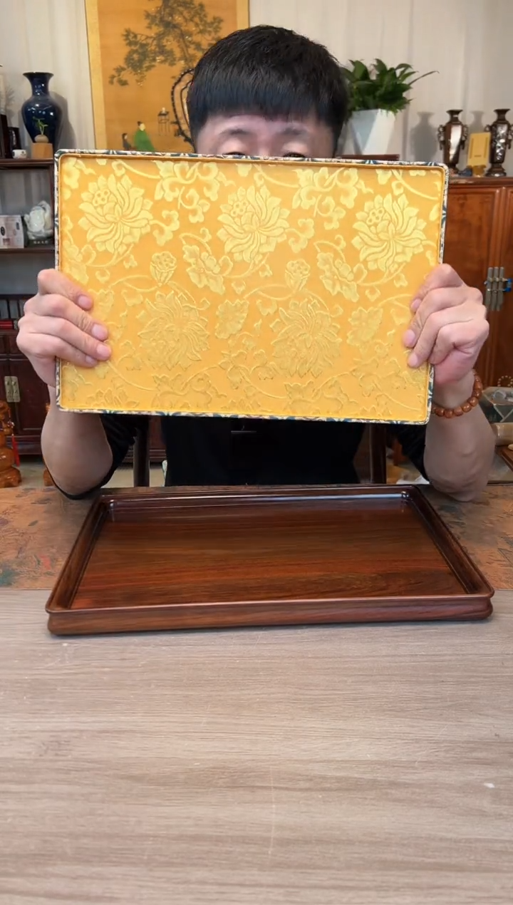 【闪购商品】红酸枝木类成套家具大红酸枝 文成盘42.5*29.5*3