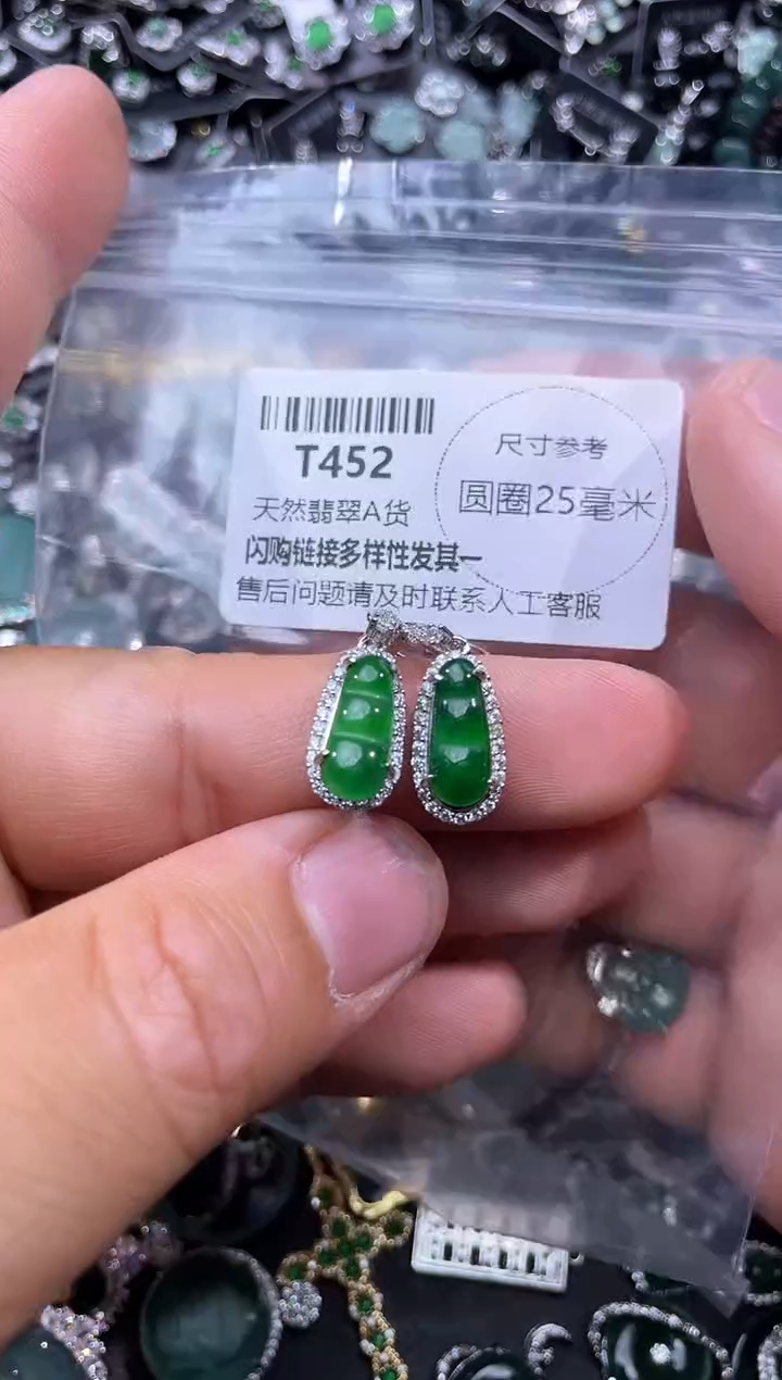 【闪购商品】翡翠颈饰未镶嵌T452耳钩